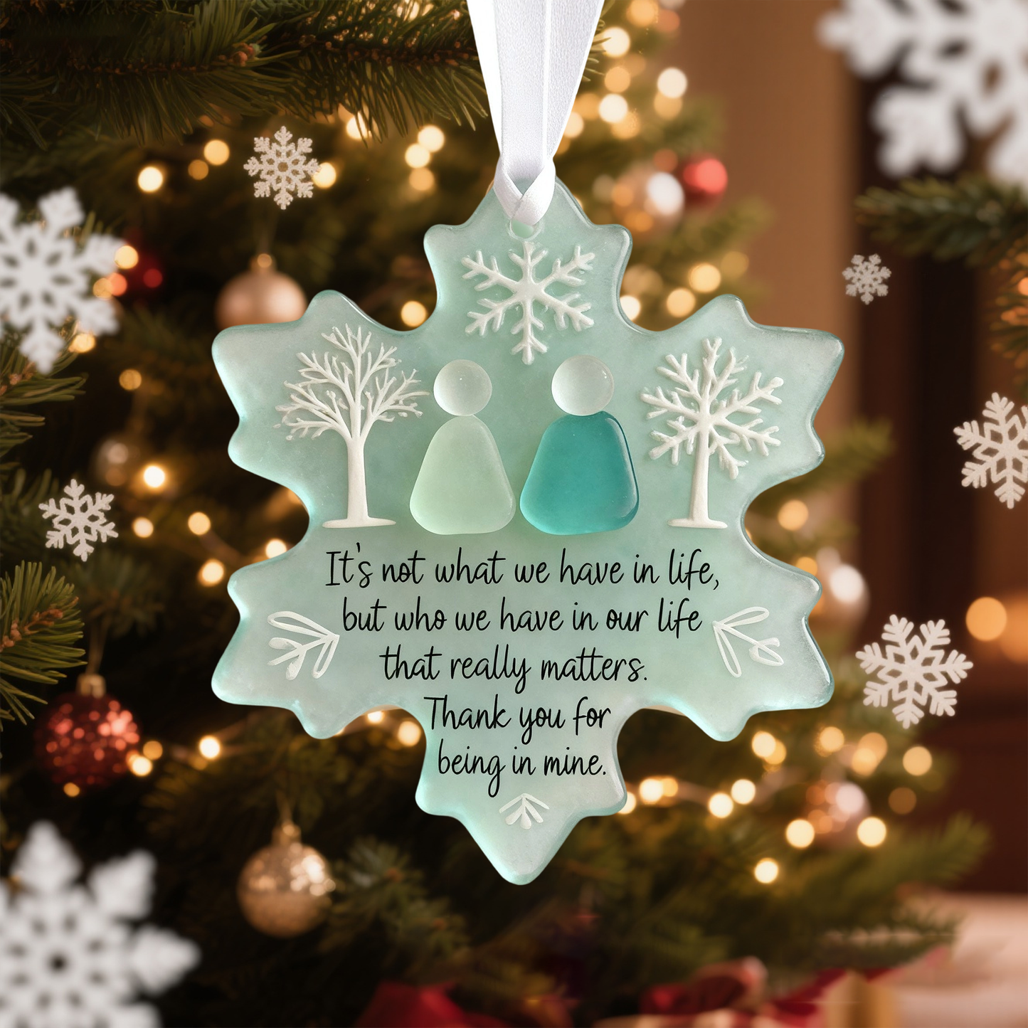 ❄Snowflake-Shaped Sea Glass Friendship Decor🌊✨ Shaped by Nature & Crafted by Hand!