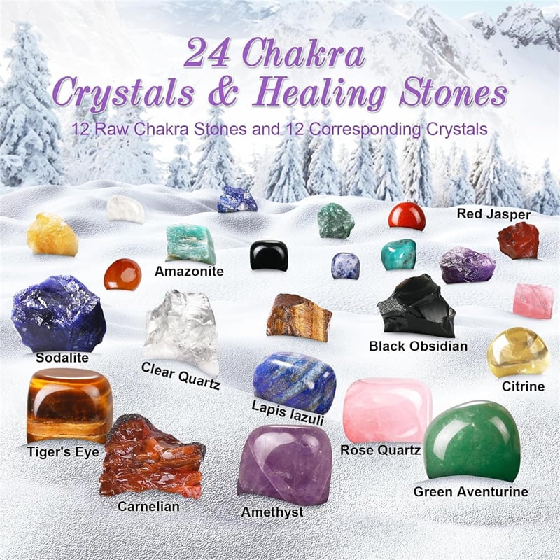 🎁Early Christmas Hot Sale 49% OFF🎅🎄24 Pcs Christmas Calendar Crystals - Natural Stone Crystal Journey