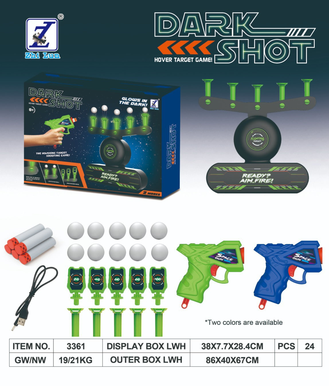 Gift Choice - Glow-in-the-Dark Shooting Target Practice Kids Shooting Toy Gun Set