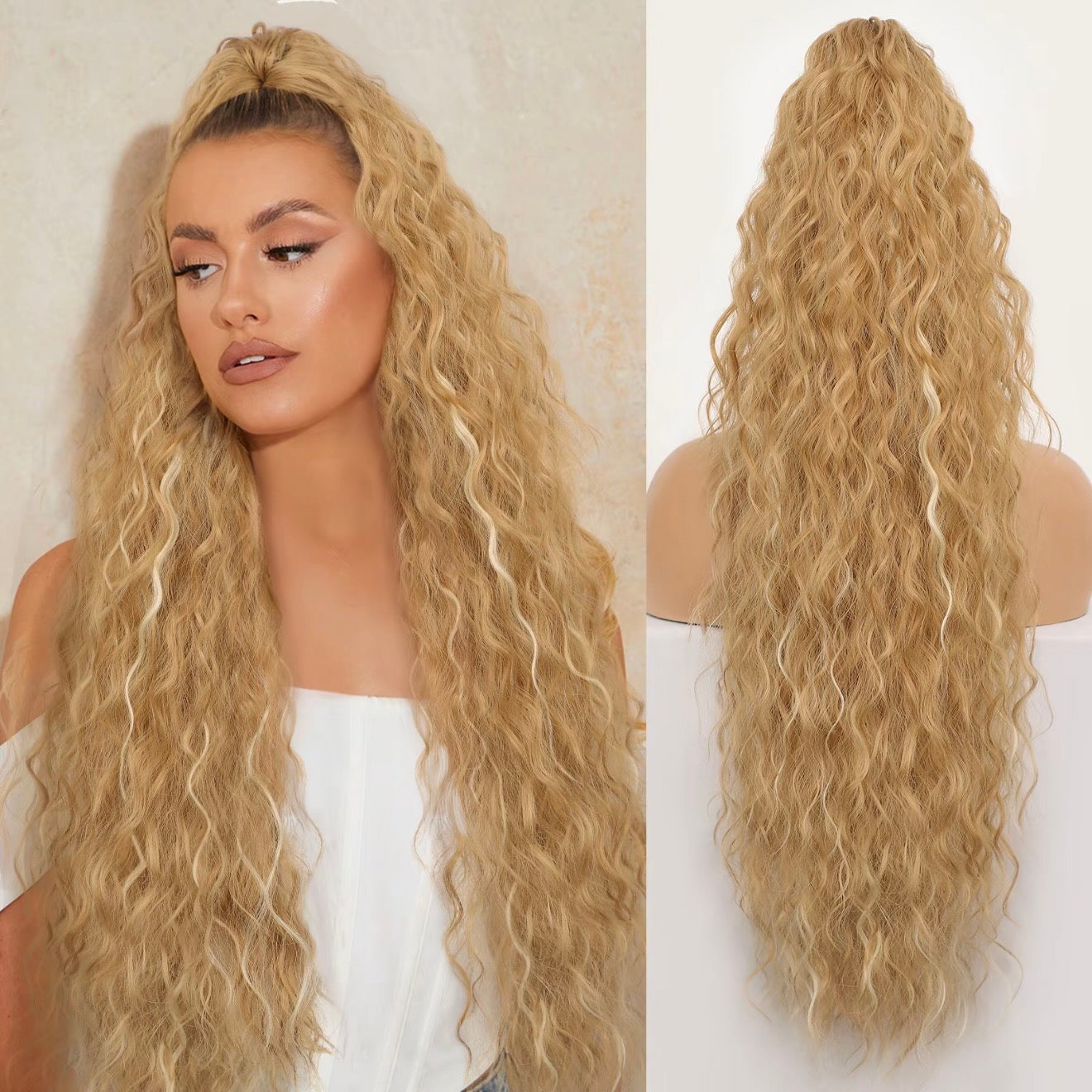 🌸LAST DAY PROMOTION - 50%OFF🌸Curly Wavy Frizzy Hair Extension with Ponytail