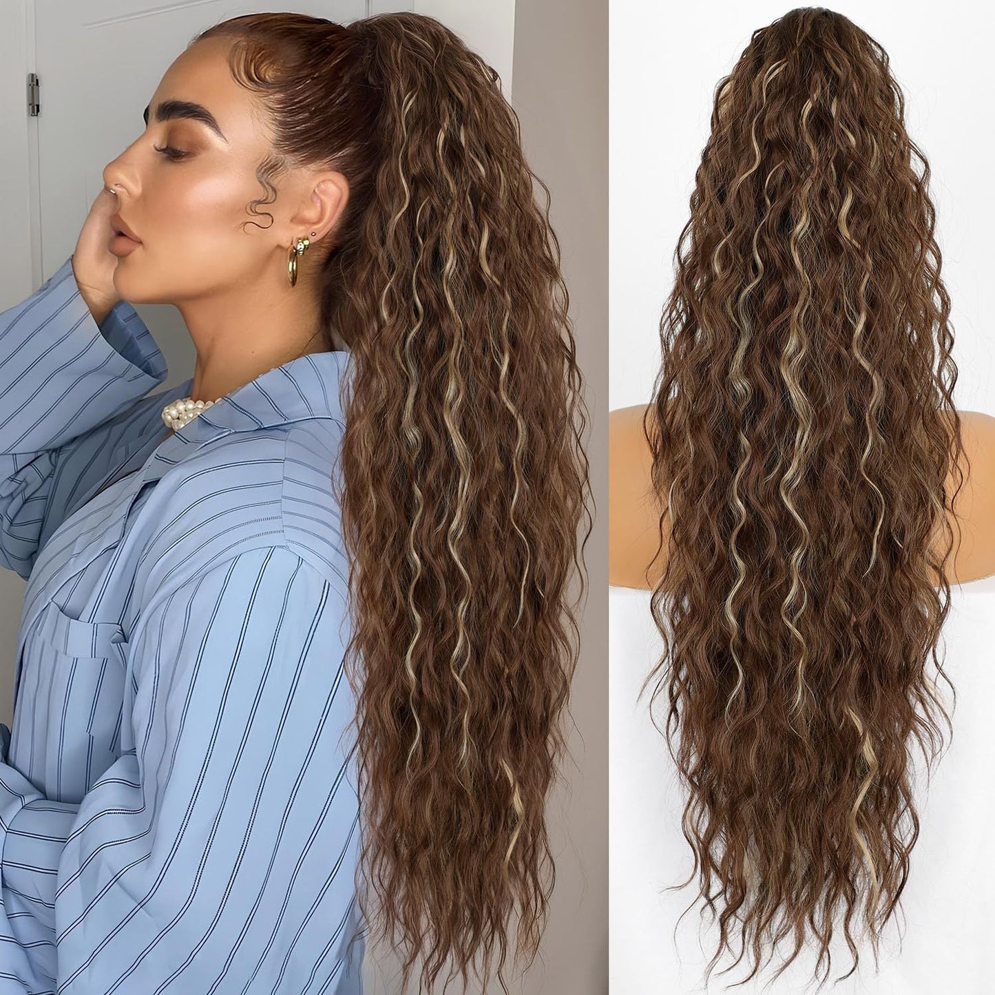 🌸LAST DAY PROMOTION - 50%OFF🌸Curly Wavy Frizzy Hair Extension with Ponytail