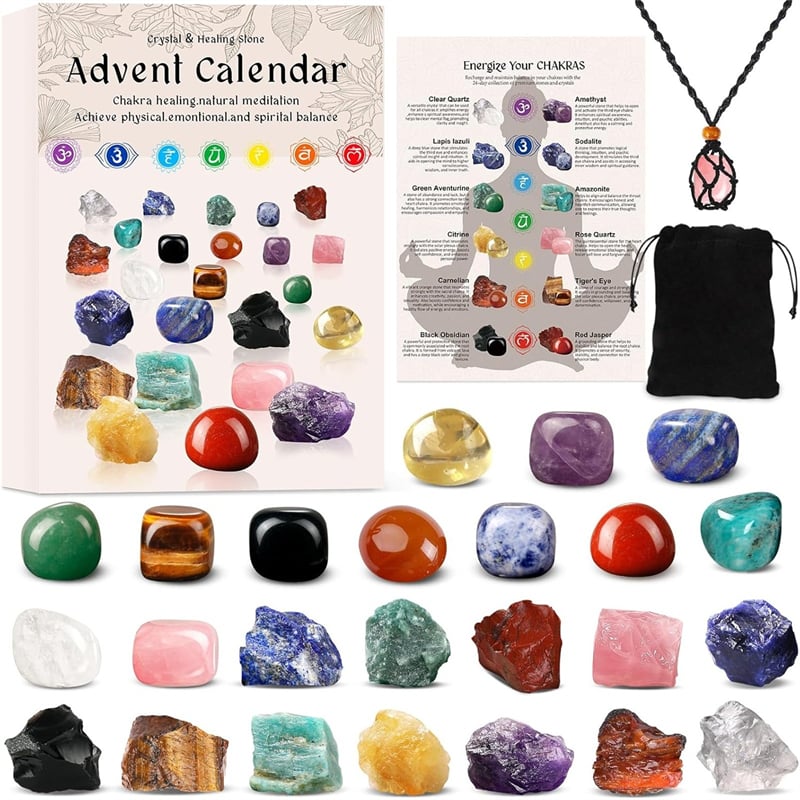 🎁Early Christmas Hot Sale 49% OFF🎅🎄24 Pcs Christmas Calendar Crystals - Natural Stone Crystal Journey