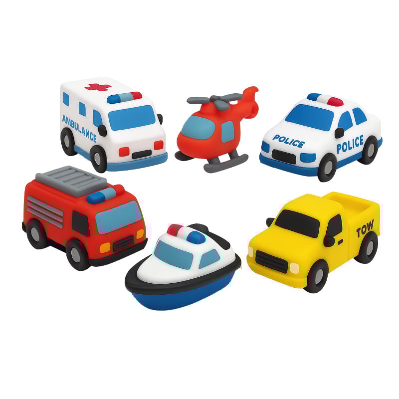 💖Hot Sale 50% OFF🌹🚒 Emergency Cars Light-Up Bath Toys – 6 Pack