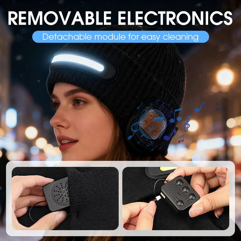 🏆#1 Best Seller ⚡⏰Rechargeable Bluetooth Beanie Hat with Light