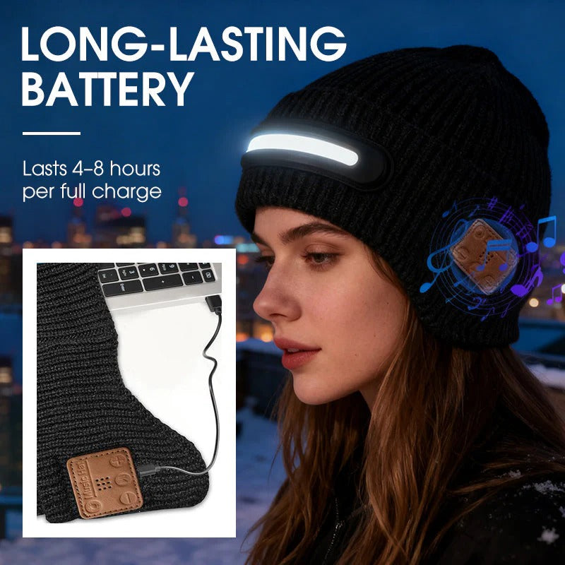 🏆#1 Best Seller ⚡⏰Rechargeable Bluetooth Beanie Hat with Light