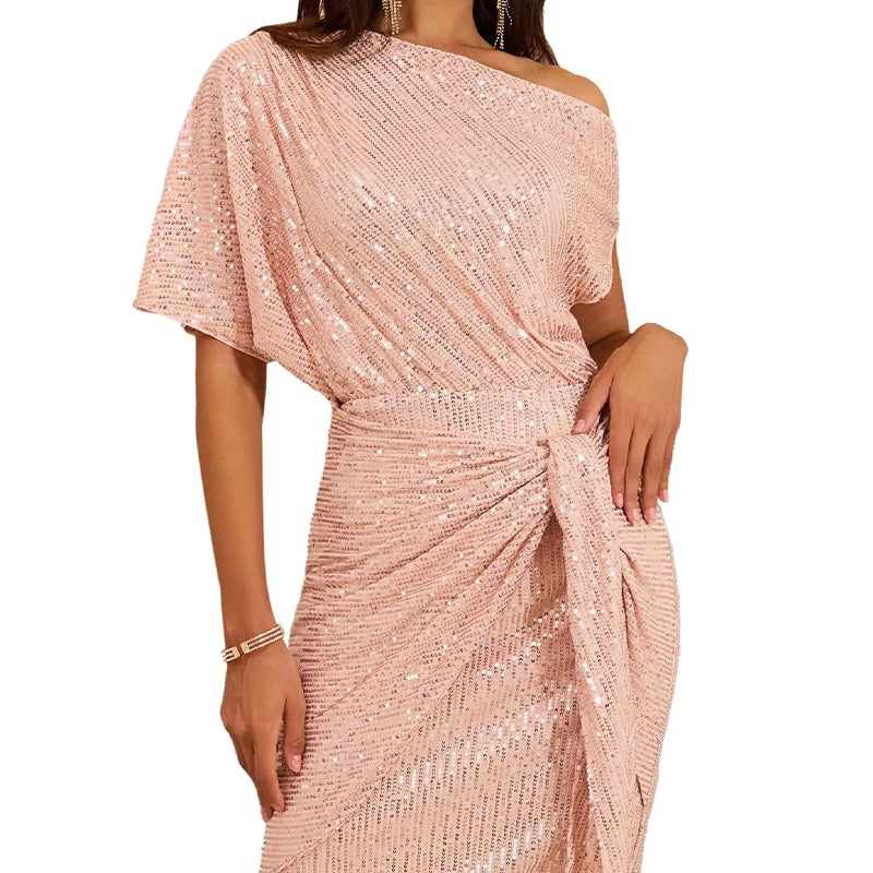 💃Last Day Sales - 49% OFF🎉Sparkly One-Shoulder Ruched Dress
