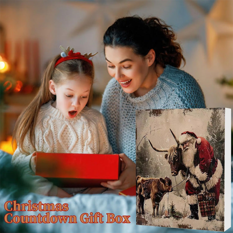 🎉Christmas Sale-50% Off🎁🐂Advent Calendar with Highland Cow Design