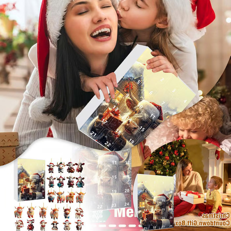 🎉Christmas Sale-50% Off🎁🐂Advent Calendar with Highland Cow Design