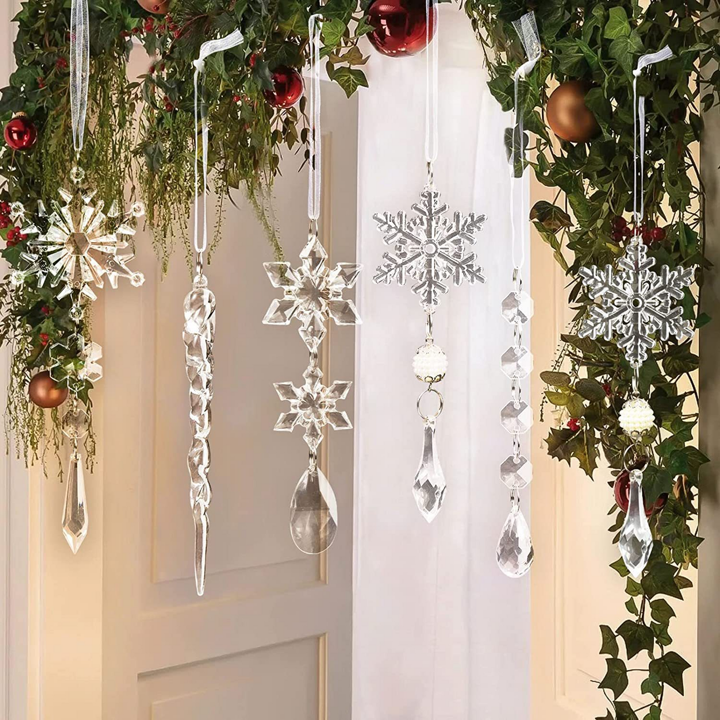🎅🎄Winter Party Supplies Set❄️Crystal Christmas Snowflake Ornaments
