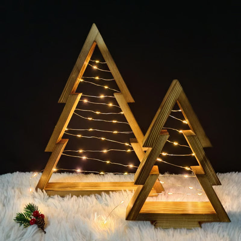 🔥LAST DAY SALE 75% OFF🔥2PCS Tabletop Wooden Christmas Tree with LED Light