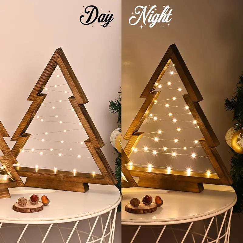 🔥LAST DAY SALE 75% OFF🔥2PCS Tabletop Wooden Christmas Tree with LED Light