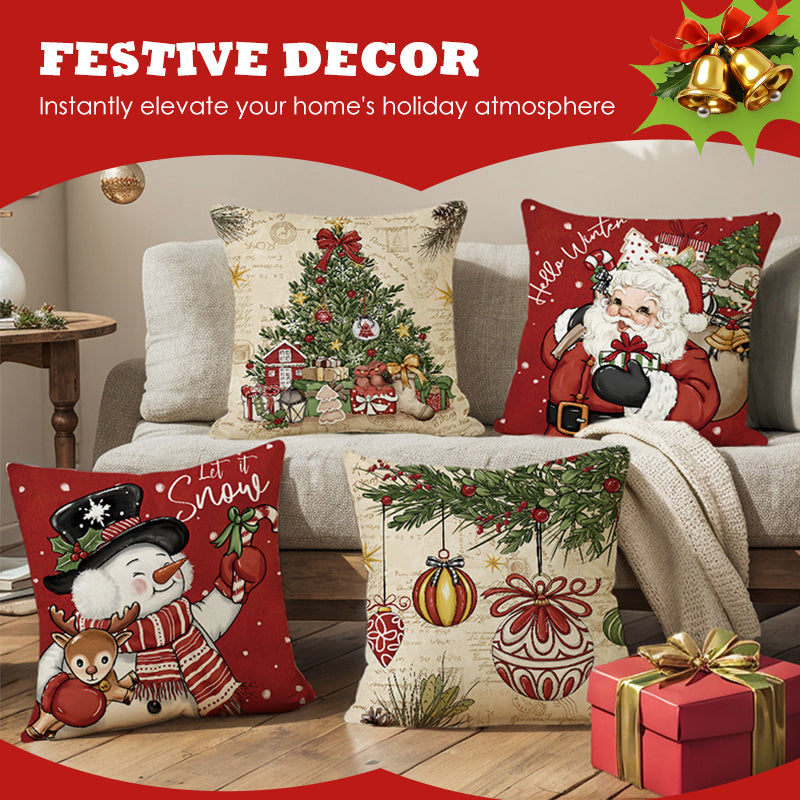 Cute Christmas Print Pillow Cover
