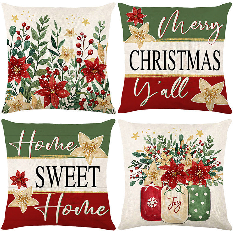 Cute Christmas Print Pillow Cover