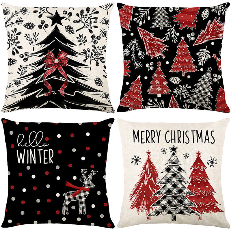 Cute Christmas Print Pillow Cover