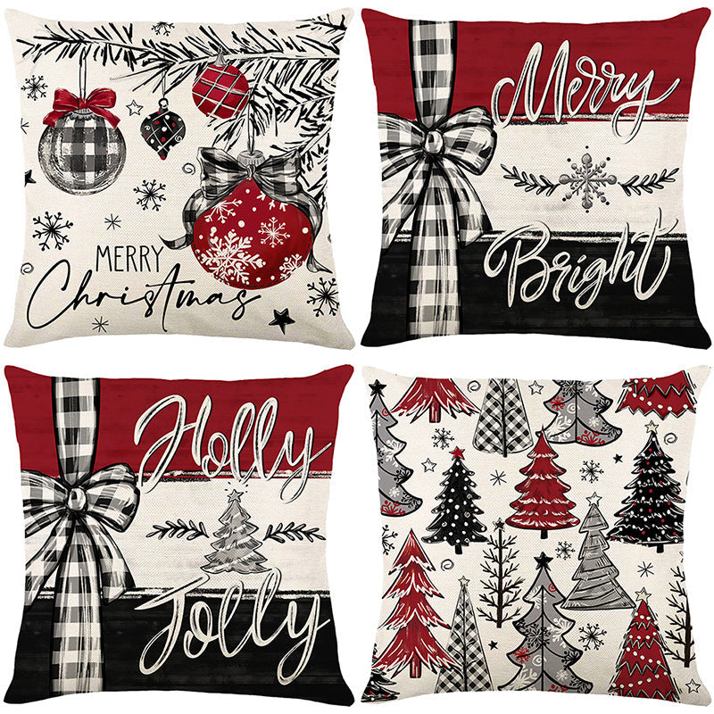 Cute Christmas Print Pillow Cover