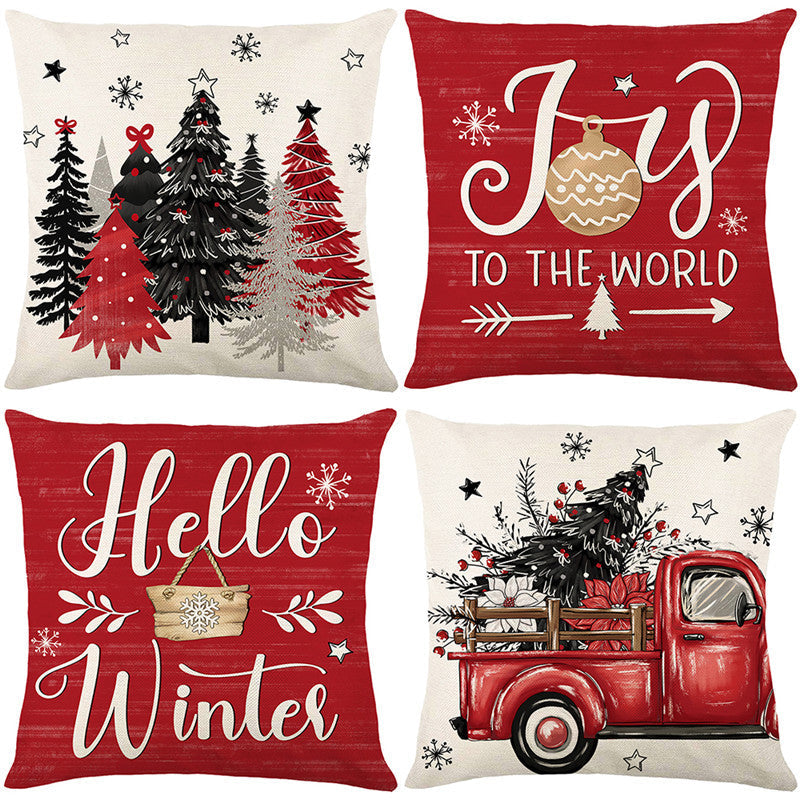 Cute Christmas Print Pillow Cover
