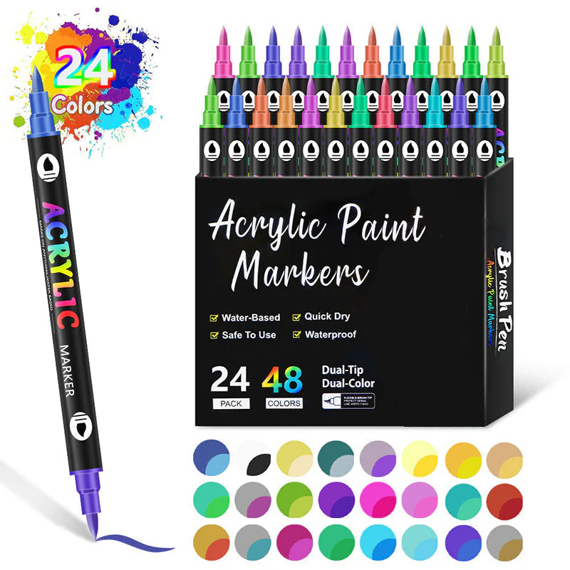 🎄Christmas Sale 50% OFF!!🎅Dual Tip Acrylic Brush Marker Pens🔥