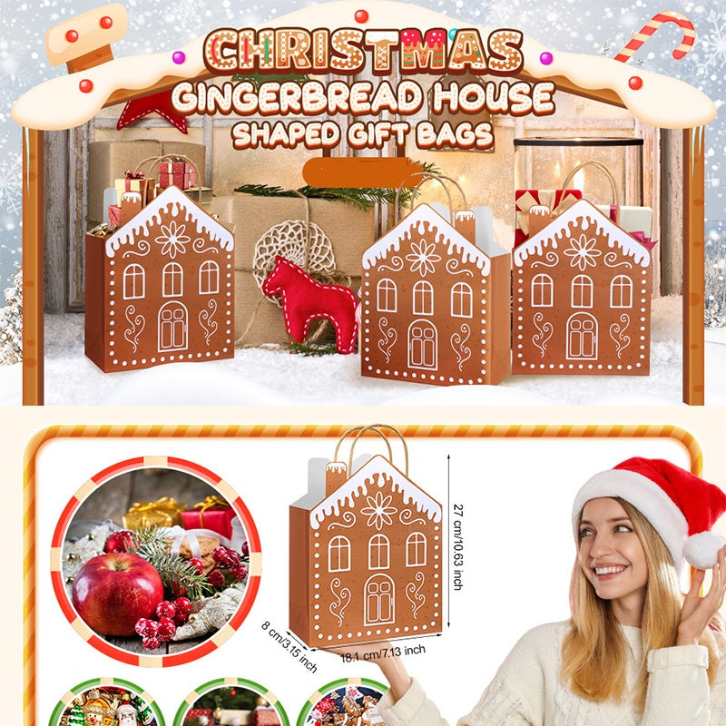 Festive Gingerbread House Treat Bags with Handles