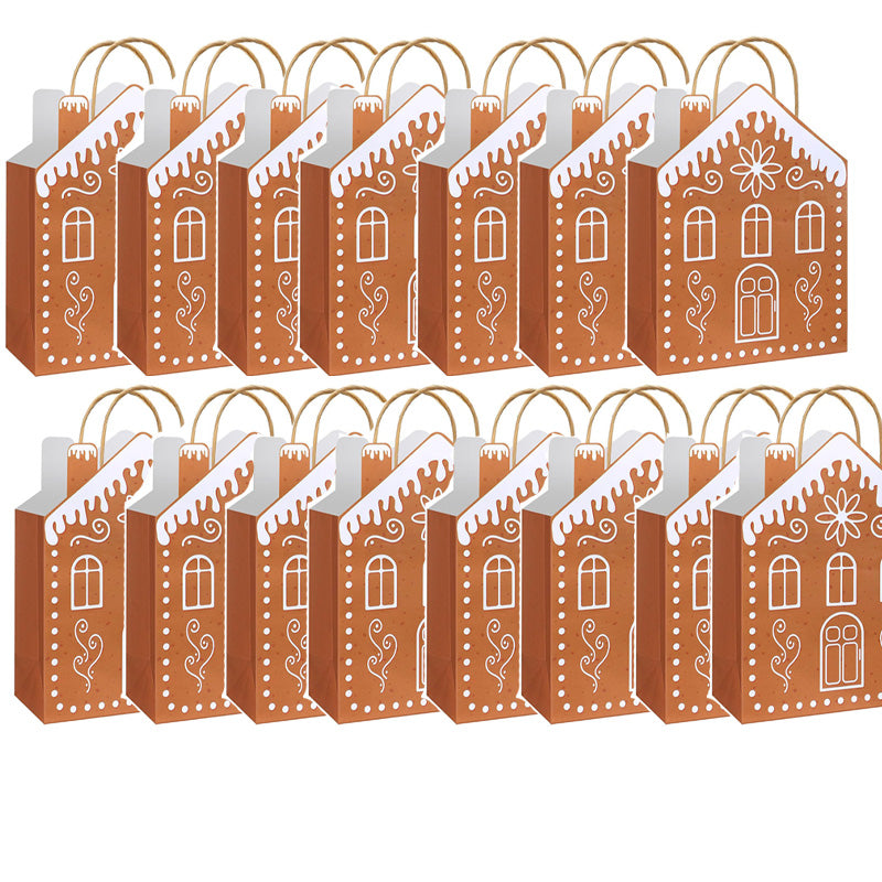 Festive Gingerbread House Treat Bags with Handles