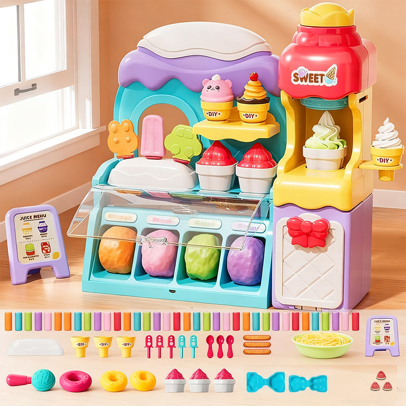 🎄Xmas-Sale 50% Off🍦✨【DIY Ice Cream Play Dough Set for Kids】✨ - Creative Play Dough Kit for Kids' Role Play & Sensory Skills, Ideal Gift!🎁