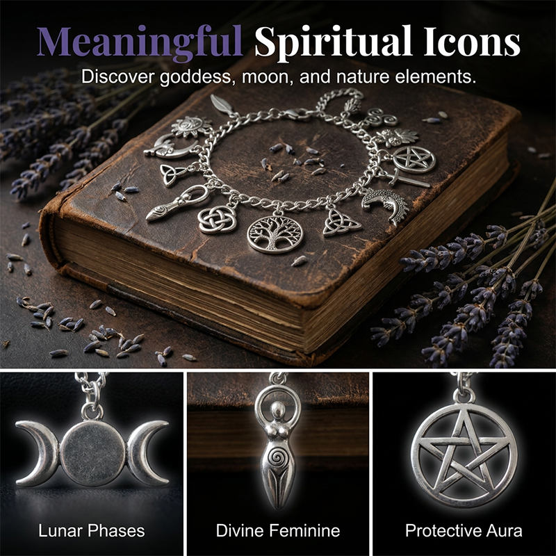 🌙✨ LIMITED-TIME 58% OFF! Vintage Charm Bracelet for Women – Antique Silver Finish, Tree of Life, Celtic Knot & Moon Charms 🔮