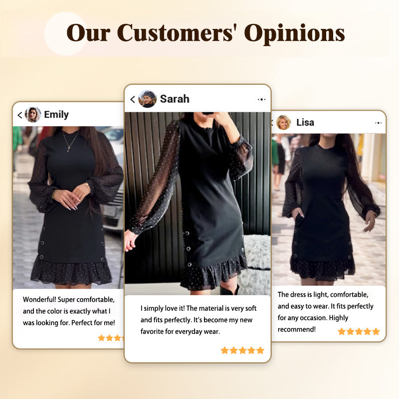 🔥Round neck dresses with plain rhinestones for women