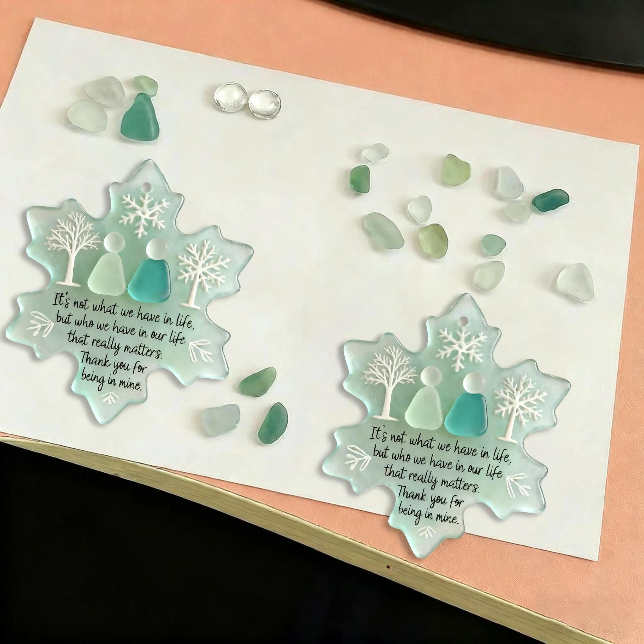 ❄Snowflake-Shaped Sea Glass Friendship Decor🌊✨ Shaped by Nature & Crafted by Hand!