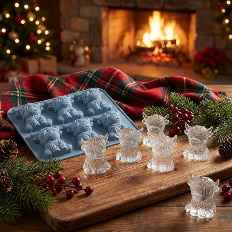 ⏳LAST DAY BUY1 GET 1 FREE!!🐮 Mini Highland Cow Ice Cube Mold – Cute 3D Ice for Drinks, Parties & Gifts