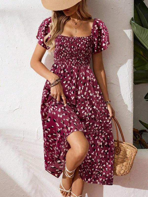 🌈2026 Summer Hot Sale 50% OFF!✨Square Neck Floral Midi Dress🌸