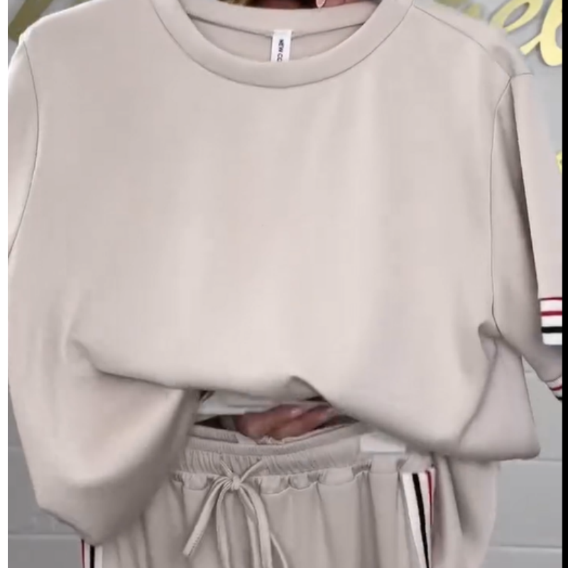 💖Side Stripe Short Sleeve T-Shirt & Wide Leg Joggers Set