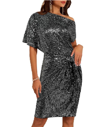 💃Last Day Sales - 49% OFF🎉Sparkly One-Shoulder Ruched Dress