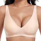 2-Piece Set💕 Jelly Wireless Womens Comfortable Wireless Bras Push Up Bralettes Seamless Tshirts Bras Deep V Everyday Bras