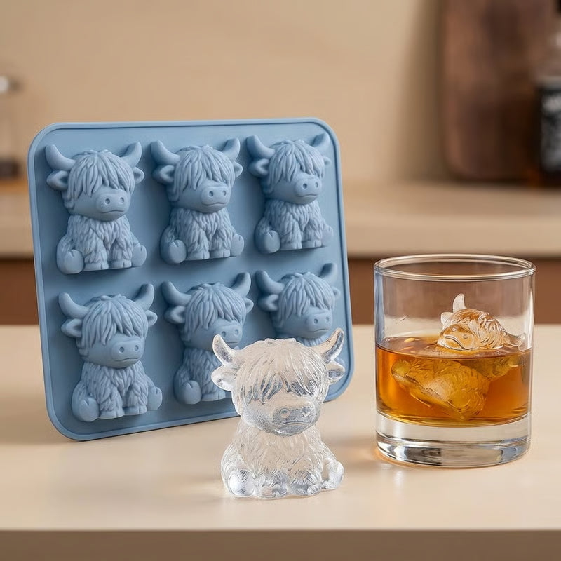 ⏳LAST DAY BUY1 GET 1 FREE!!🐮 Mini Highland Cow Ice Cube Mold – Cute 3D Ice for Drinks, Parties & Gifts