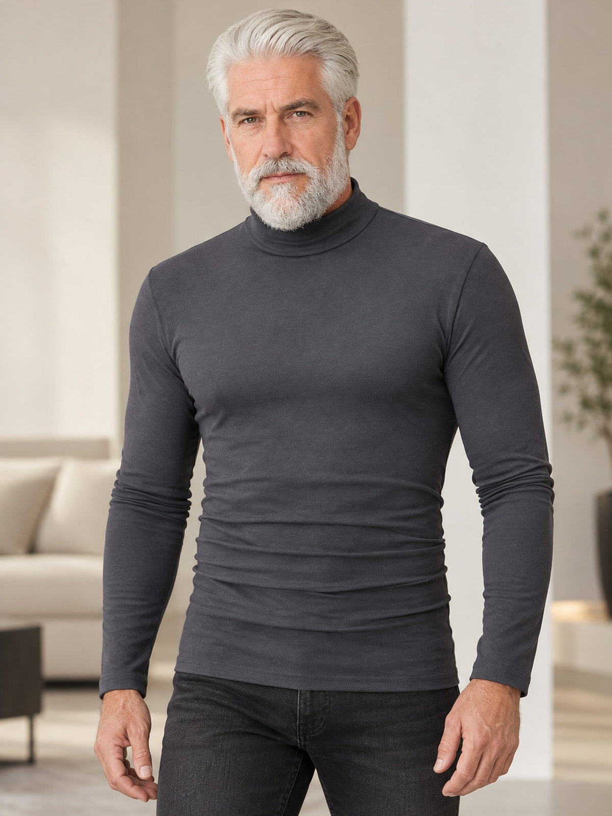 Men's Slim Fit Mock Turtleneck Top – Sleek, Stretchy, Modern Everyday Essential