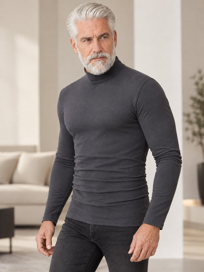 Men's Slim Fit Mock Turtleneck Top – Sleek, Stretchy, Modern Everyday Essential