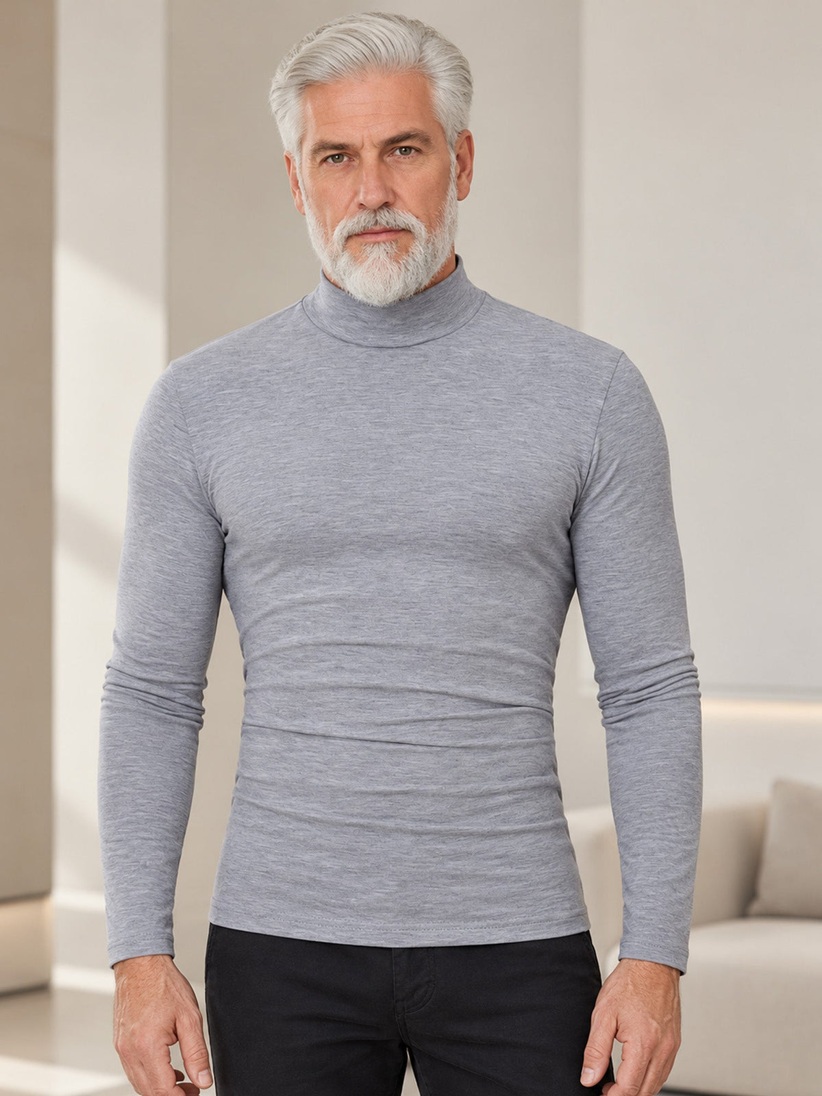Men's Slim Fit Mock Turtleneck Top – Sleek, Stretchy, Modern Everyday Essential