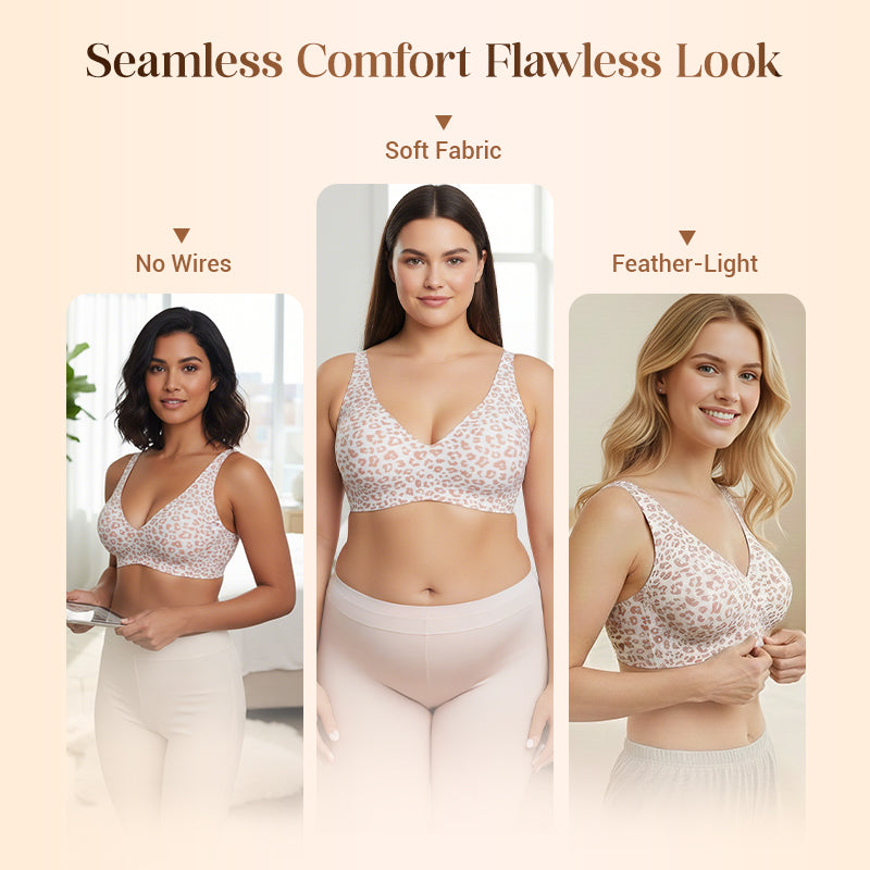 👍LAST WEEK- ONLY￡10.99!!⚡50K+ SOLD💕Jelly Wireless Womens Comfortable Wireless Bras Push Up Bralettes Seamless Tshirts Bras Deep V Everyday Bras