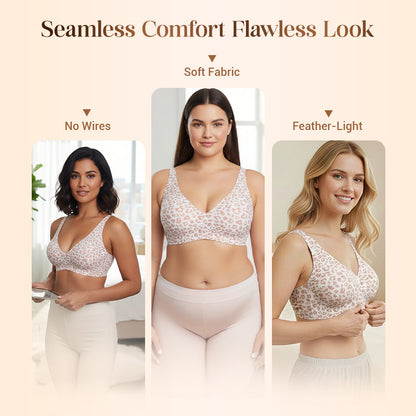 2-Piece Set💕 Jelly Wireless Womens Comfortable Wireless Bras Push Up Bralettes Seamless Tshirts Bras Deep V Everyday Bras