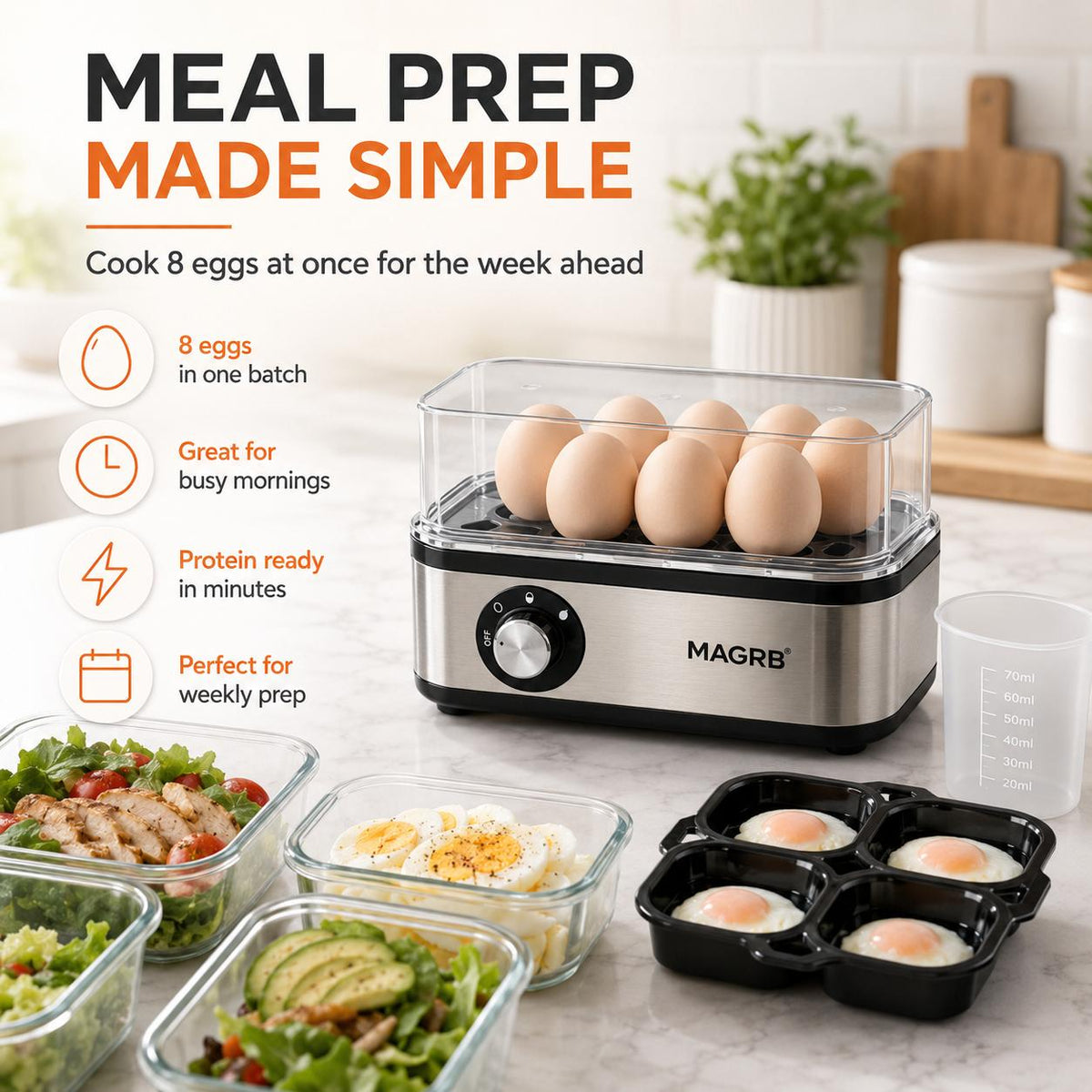 Multifunctional Egg Steamer with Clear Lid