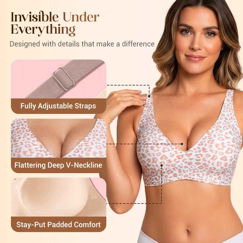 👍LAST WEEK- ONLY￡10.99!!⚡50K+ SOLD💕Jelly Wireless Womens Comfortable Wireless Bras Push Up Bralettes Seamless Tshirts Bras Deep V Everyday Bras