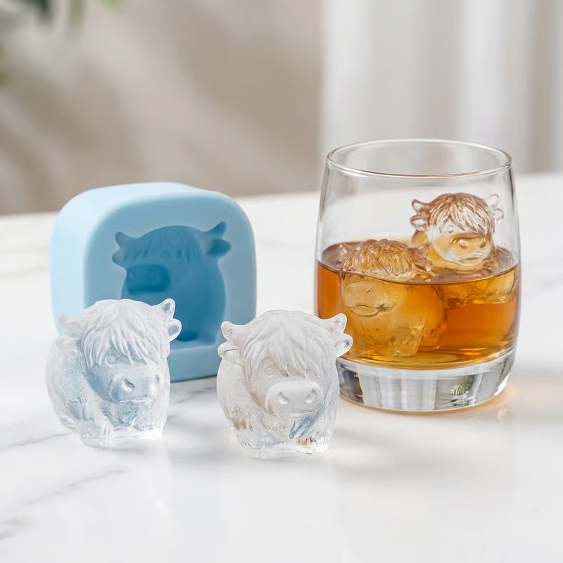 ⏳LAST DAY BUY1 GET 1 FREE!!🐮 Mini Highland Cow Ice Cube Mold – Cute 3D Ice for Drinks, Parties & Gifts