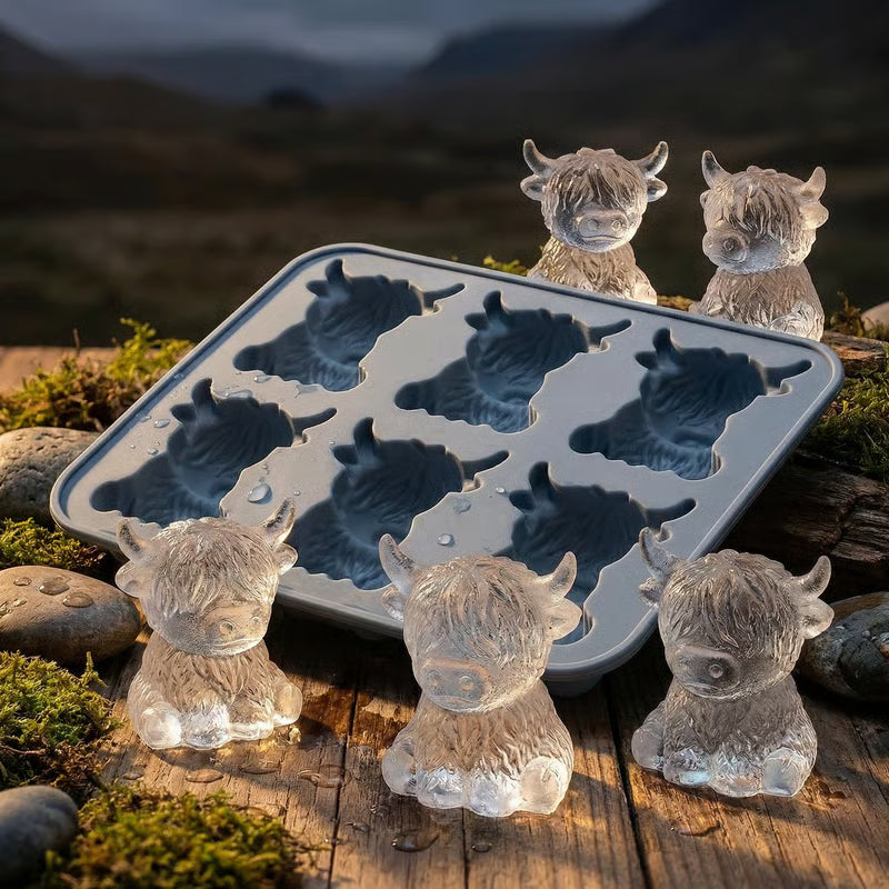⏳LAST DAY BUY1 GET 1 FREE!!🐮 Mini Highland Cow Ice Cube Mold – Cute 3D Ice for Drinks, Parties & Gifts