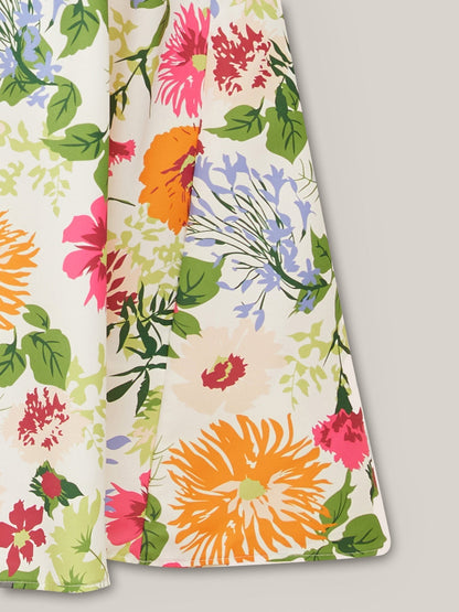⏰Summer Hot Sale 70% OFF💃Floral Smocked Square Neck Midi Dress with Pockets