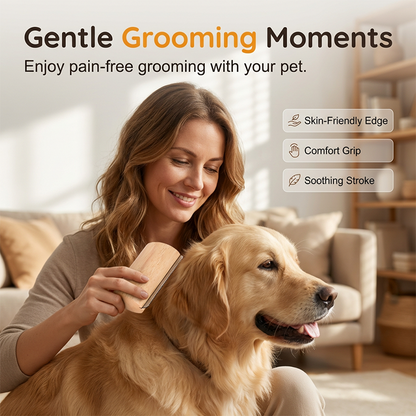 🥳2026 HOT SALE🥳💞50K+ SOLD!🐕🦴50% OFF! Gentle Deshedding Brush – No pulling, no pain. Ergonomic wooden handle. Removes undercoat & dander. Perfect for anxious or sensitive pets. A calm grooming session. 🌿💚