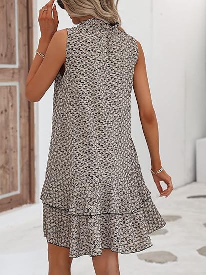 ⏳ Limited-Time 50% OFF ⏰ Women's Geometric Print Bow Dress – Modern Art-Inspired Print, Feminine Bow Detail & Flattering Silhouette 💃✨