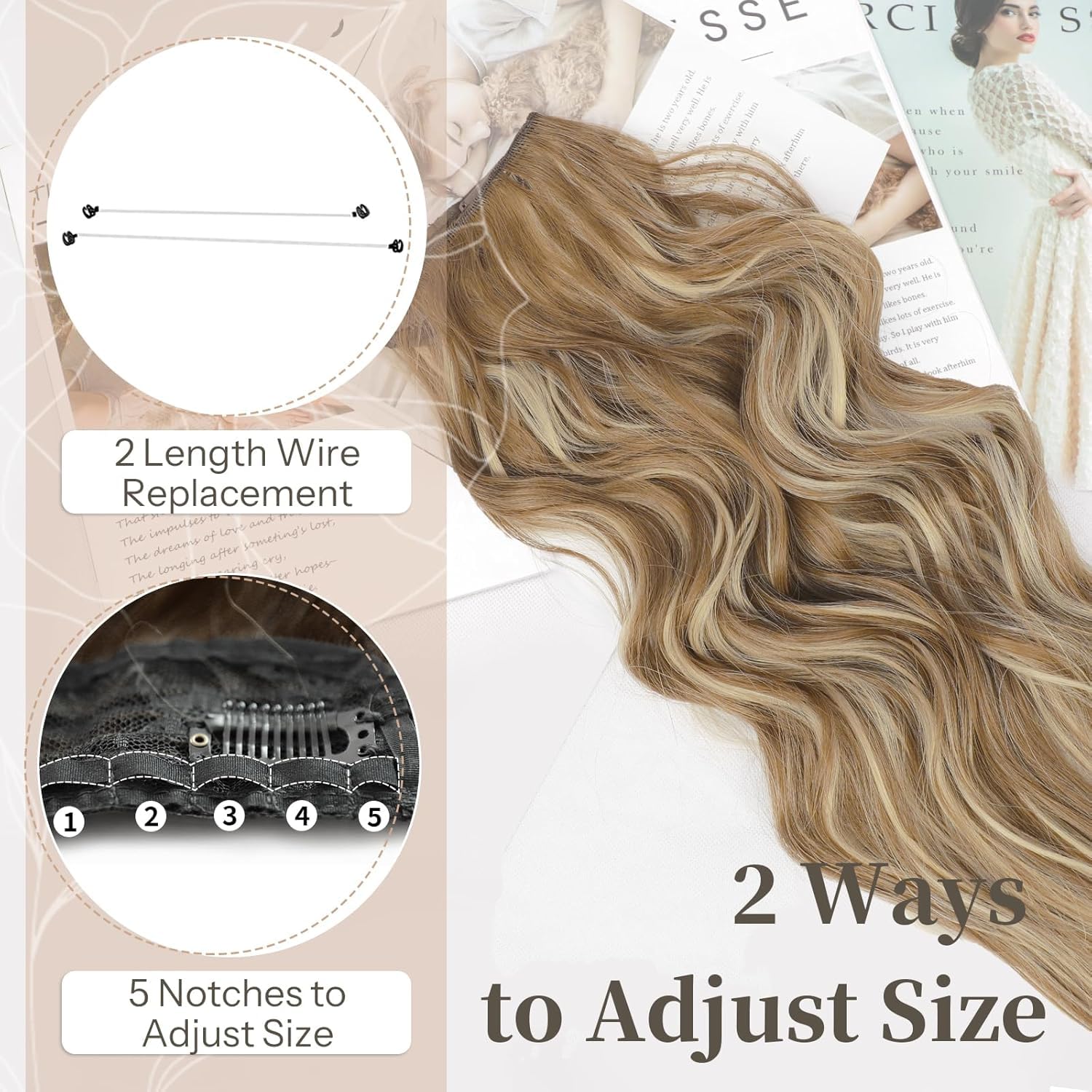 💖Buy 1 get 1 free 🤩Women's Gradient Long Wavy Hair Wig, One-Piece with Adjustable Fit💁