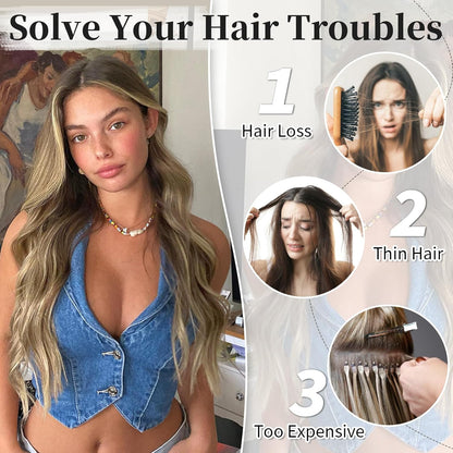 💖Buy 1 get 1 free 🤩Women's Gradient Long Wavy Hair Wig, One-Piece with Adjustable Fit💁