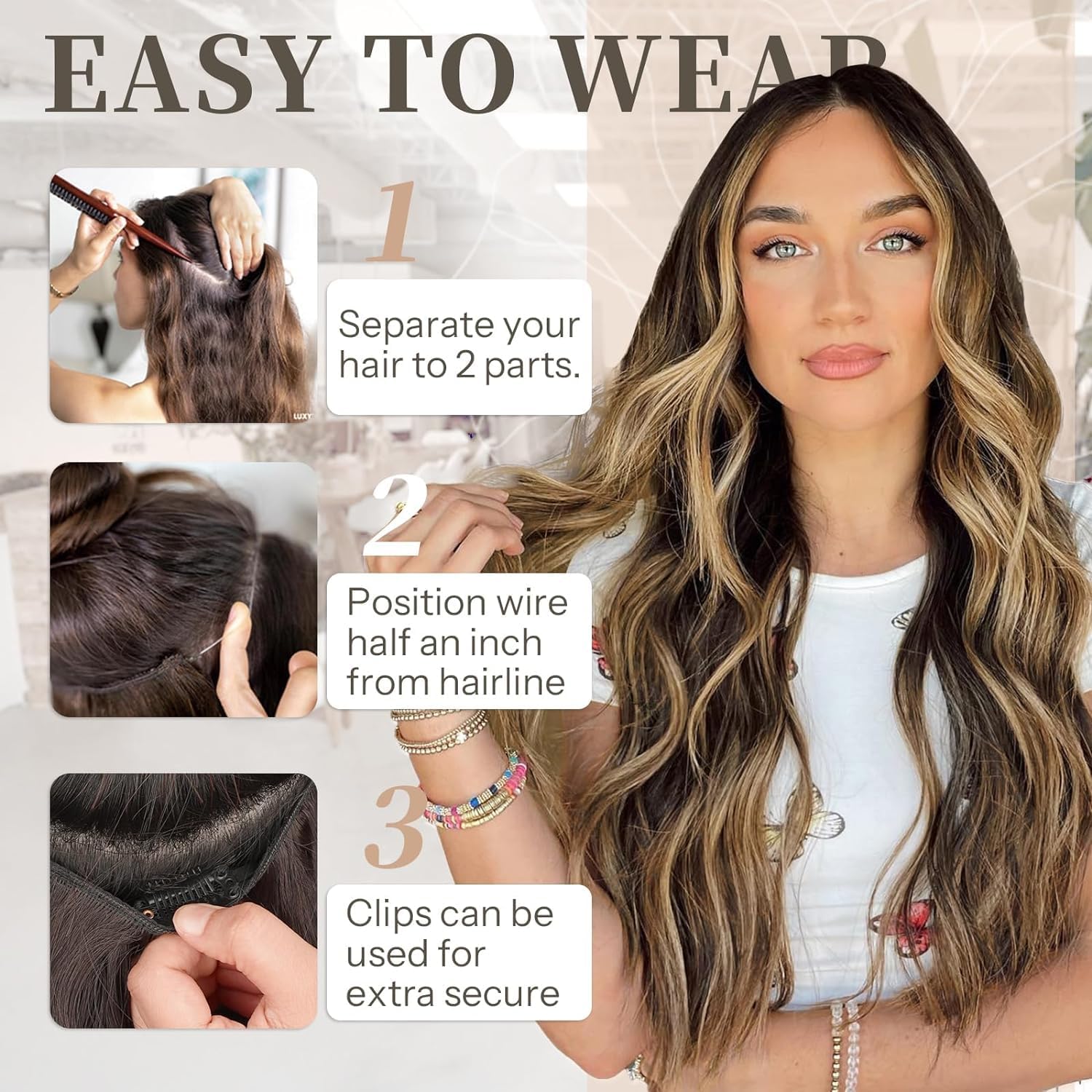 💖Buy 1 get 1 free 🤩Women's Gradient Long Wavy Hair Wig, One-Piece with Adjustable Fit💁