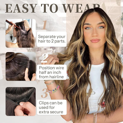💖Buy 1 get 1 free 🤩Women's Gradient Long Wavy Hair Wig, One-Piece with Adjustable Fit💁