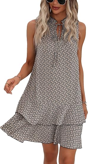 ⏳ Limited-Time 50% OFF ⏰ Women's Geometric Print Bow Dress – Modern Art-Inspired Print, Feminine Bow Detail & Flattering Silhouette 💃✨